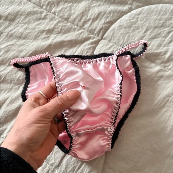 (FLAWED) Classic Satin Pink Pandora Bikini Cut Panties - Picture 1 of 6